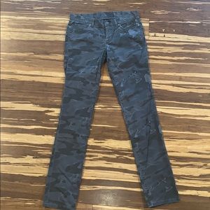 New London jeans/Victoria’s Secret grey camo pants